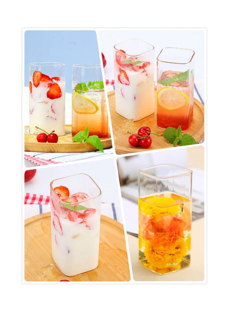 Beauenty Drinking Glasses 13 Oz, Thin Square Glasses Set of 4, Elegant Bar Glassware for Water, Juice, Beer, Drinks, And Cocktails and Mixed Drinks, Lead, Free Square Glass, Glass Drink Tumblers  - Image 5