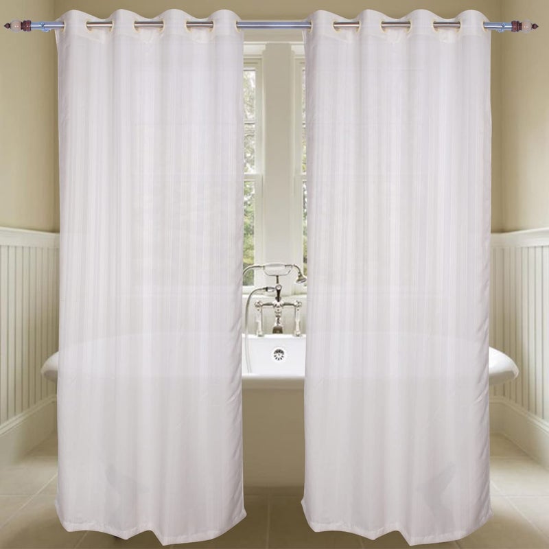 Parda Online 243 cm (8 ft) Waterproof Shower Curtain with Eyelets - White (Pack of 2) - Image 1