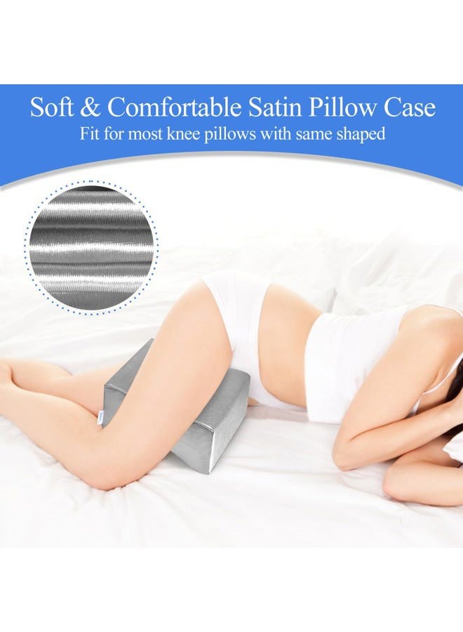 Zelimun Knee Pillow Cover Replacement 10" x 8" x 6.3", Leg Pillow Case with Long Zipper, Washable Pillow Cover for Contour Knee Foam Support Pillow (Grey) - Image 4