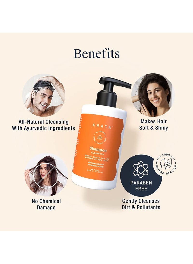 أراتا شامبو التحكم في الزيت الطبيعي مع مستخلصات القيقب وقصب السكر والتوت للنساء والرجال | طبيعية ونباتية وخالية من القسوة، 300 مل - Image 2