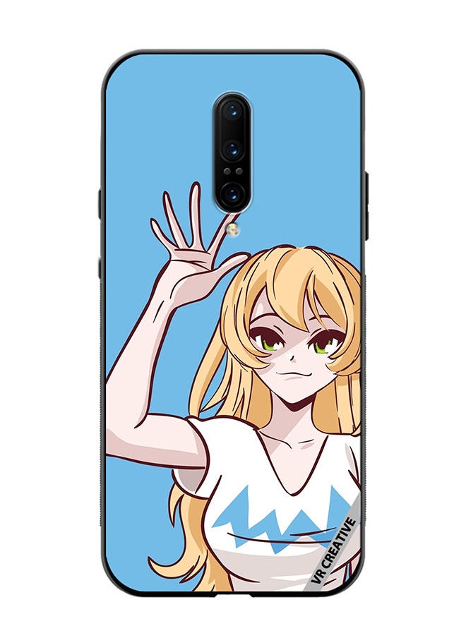 VR CREATIVE Protective Case Cover For OnePlus 7 Pro Anime Girl Waving Hand Design Multicolour  - Image 1