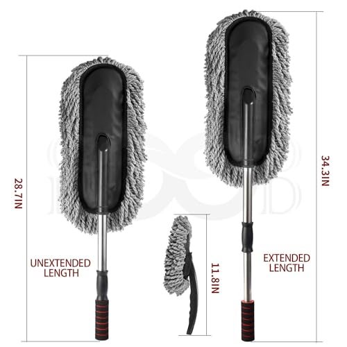 GoodHood Combo Primium Quality Microfiber Car Cleaning Brush Ideal as Mop Duster|Car Duster Exterior with Extendable Handle|Multipurpose Dust Cleaner Car Wash Brush for Home, Kitchen, Office(2 PCS) - Image 5