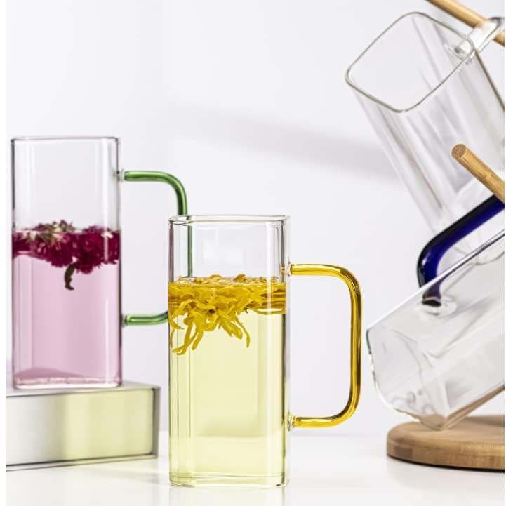 RAVIZAA Glass Tumbler with Lid Straw 400ml Glass Cup Colored Handle Pack of 1 Iced Tea Coffee Mugs for Straw and Direct Drinking Mouth Dual Use BM1 - Image 4