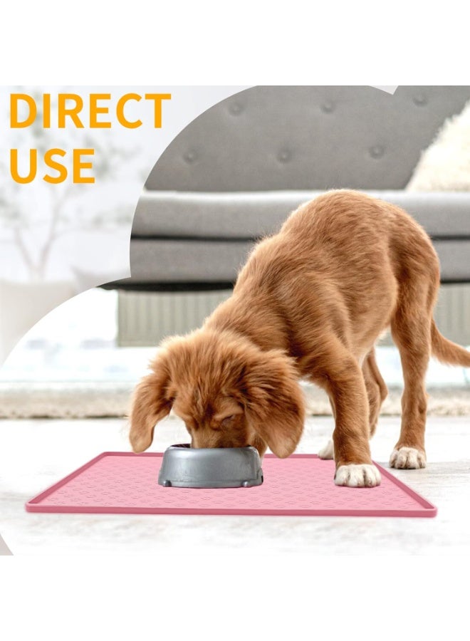 Pet Placemat for Dog and Cat, Mat for Prevent Food and Water Overflow, Suitable for Small, Medium and Big Pet 18" 12", Pink - Image 3