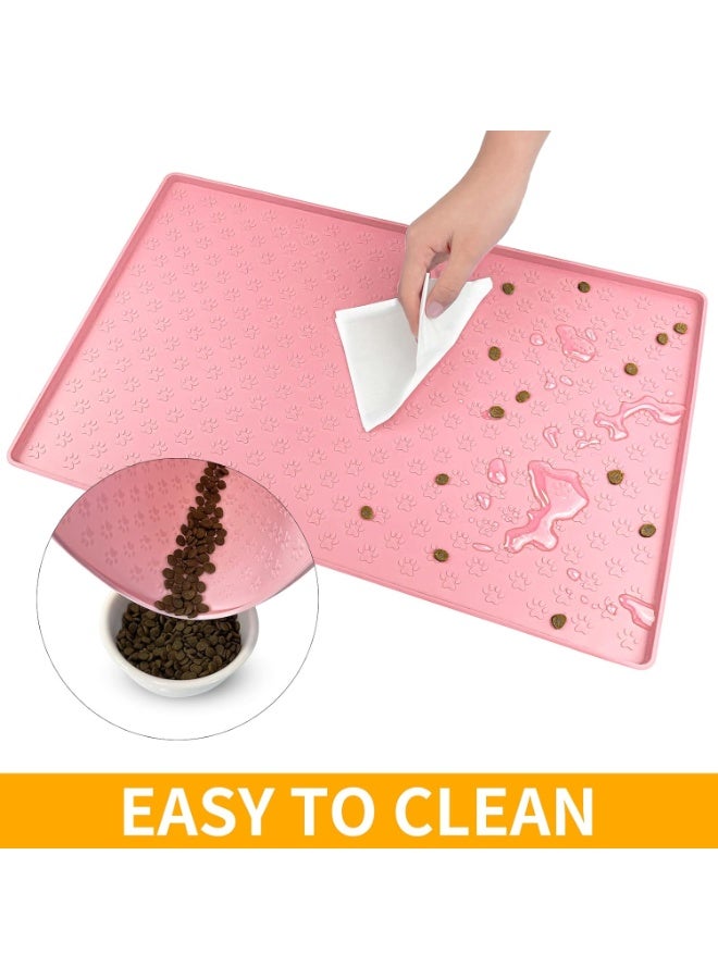 Pet Placemat for Dog and Cat, Mat for Prevent Food and Water Overflow, Suitable for Small, Medium and Big Pet 18" 12", Pink - Image 1
