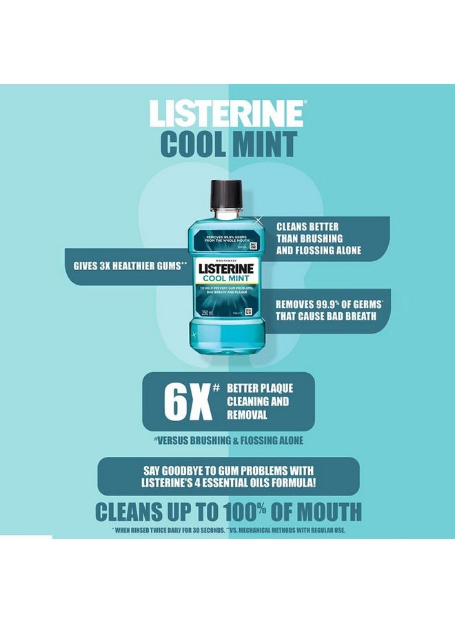 Listerine Cool Mint Mouthwash - 250Ml (Pack Of 2) With Total Care Mild Taste 250Ml (Free)  - Image 2