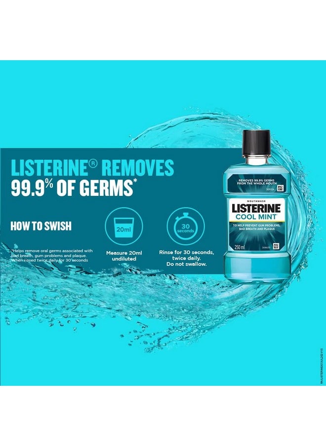 Listerine Cool Mint Mouthwash - 250Ml (Pack Of 2) With Total Care Mild Taste 250Ml (Free)  - Image 4