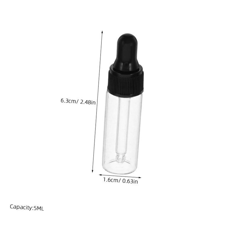 5ml Leakproof Dropper Bottles 20 Pack with Fine Ribbed Caps for Essential Oils Perfumes Serum Travel Reusable Vials - Image 3