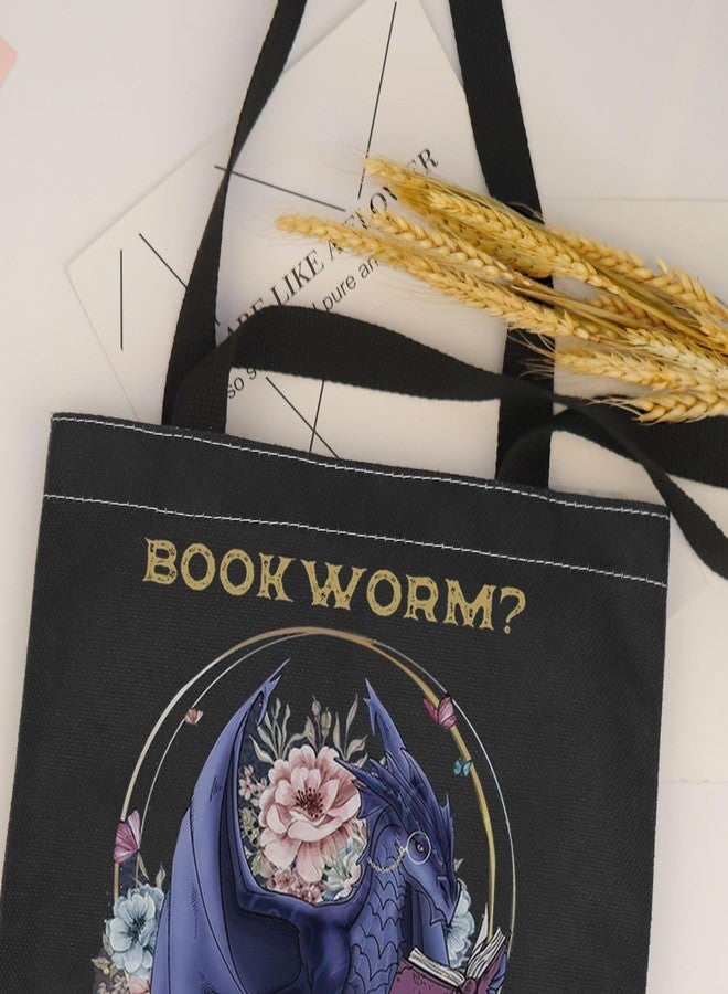 MAOFAED Vintage Book Dragon Gift Canvas Tote Bag - Book Lover Shoulder & Travel Bag - Image 4