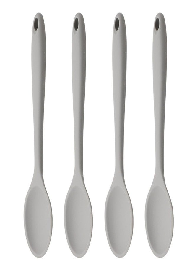 BESTOYARD Silicone Spoons Set 4Pcs Multipurpose Kitchen Utensils Non-Stick Soup Salad Mixing Spoons with Ergonomic Handle for Home and Restaurant Use - Image 1
