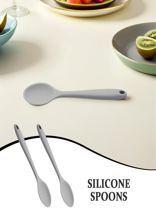 BESTOYARD Silicone Spoons Set 4Pcs Multipurpose Kitchen Utensils Non-Stick Soup Salad Mixing Spoons with Ergonomic Handle for Home and Restaurant Use - Image 3