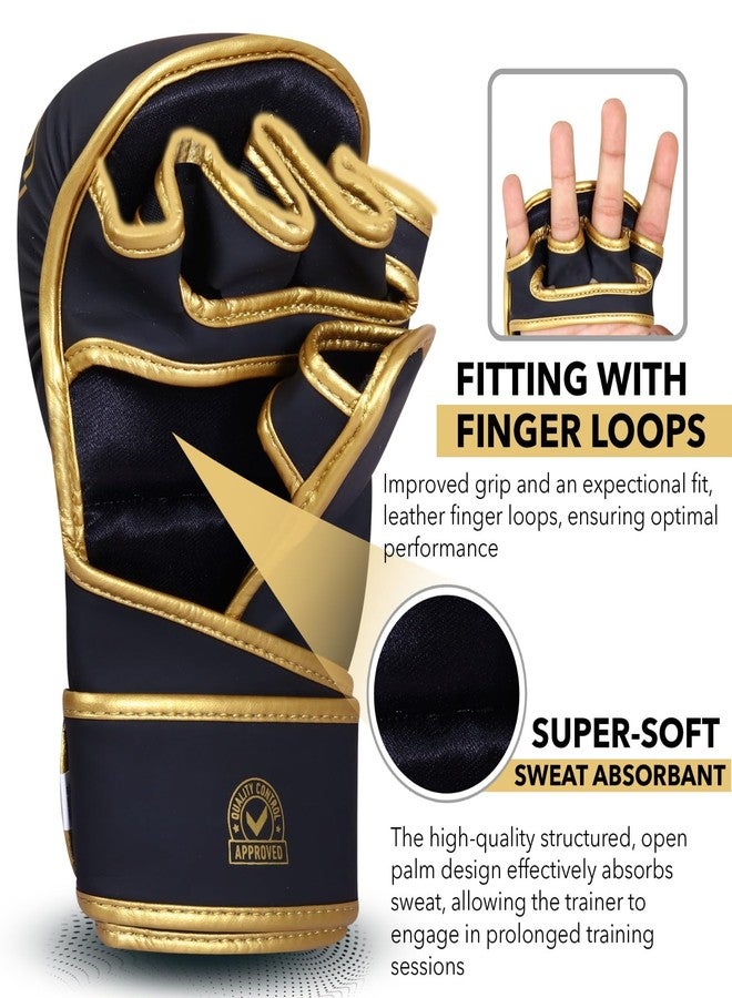 BEAST RAGE MMA Gloves for Men Women,Adjustable Wrist Support Open Palm Martial Arts Mitts Grappling Sparring for Muay Thai Cage Fighting Combat Taekwondo Kickboxing Boxing Training (Golden, S/M) - Image 4