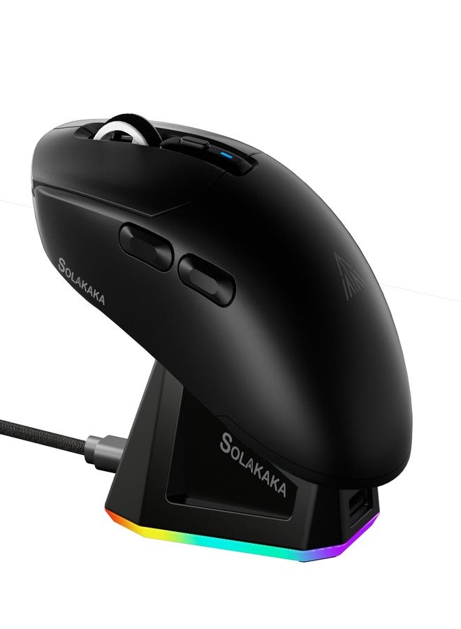 SOLAKAKA SM820 Wireless Gaming Mouse with RGB Charging Dock,24000 DPI Tri-Modes Wireless Mouse with 2 Side Buttons,Programmable Macro Mouse for Gaming(Black) - Image 1