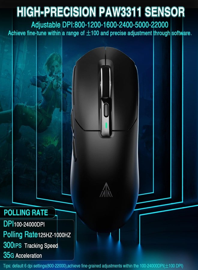 SOLAKAKA SM820 Wireless Gaming Mouse with RGB Charging Dock,24000 DPI Tri-Modes Wireless Mouse with 2 Side Buttons,Programmable Macro Mouse for Gaming(Black) - Image 5