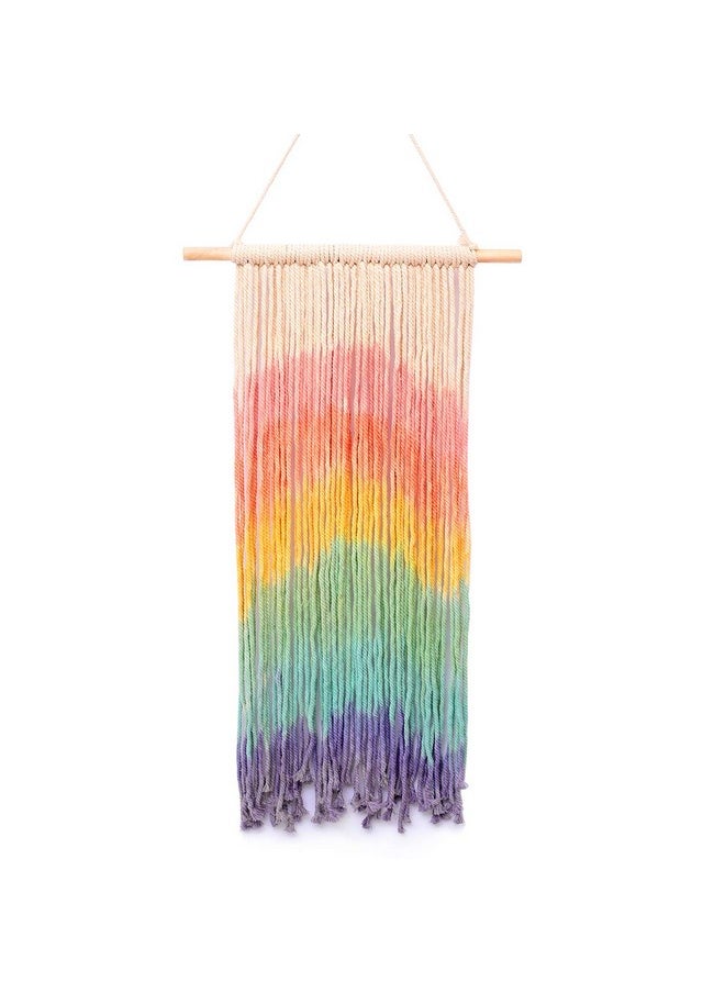 Macrame الجدار شنقا قوس قزح ملون يدويا المنسوجة القطن جدار الفن بوهو البوهيمي ديكور المنزل لغرفة النوم غرفة النوم غرفة المعيشة شقة 16 "WX 30" L  - Image 1