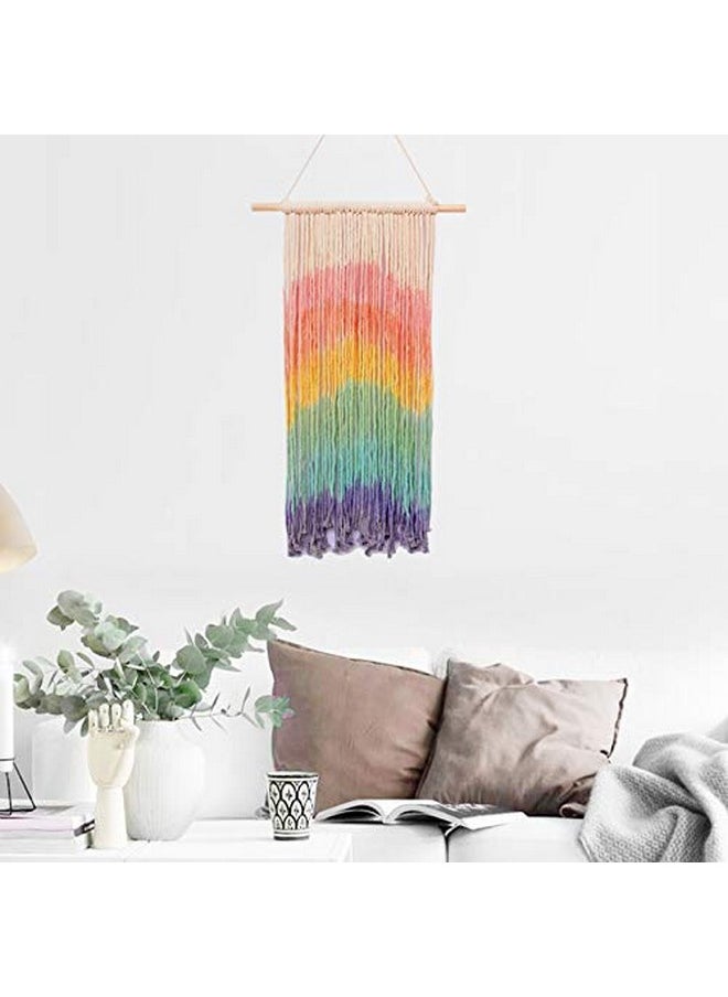 Macrame الجدار شنقا قوس قزح ملون يدويا المنسوجة القطن جدار الفن بوهو البوهيمي ديكور المنزل لغرفة النوم غرفة النوم غرفة المعيشة شقة 16 "WX 30" L  - Image 4