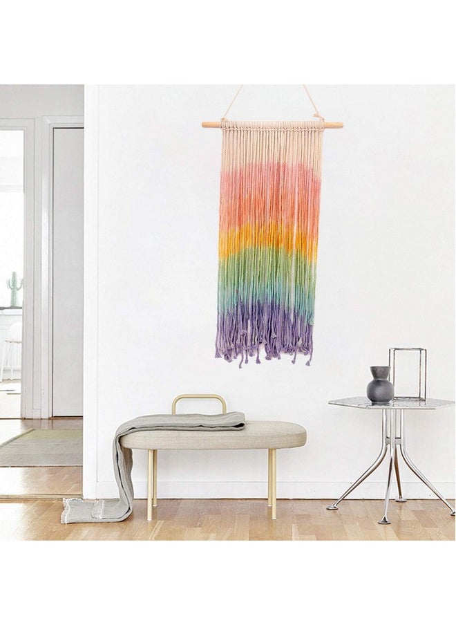 Macrame الجدار شنقا قوس قزح ملون يدويا المنسوجة القطن جدار الفن بوهو البوهيمي ديكور المنزل لغرفة النوم غرفة النوم غرفة المعيشة شقة 16 "WX 30" L  - Image 3