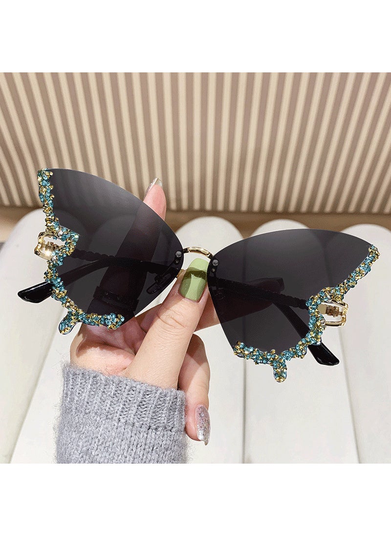 Generic 2024 New Butterfly Diamond Sunglasses for Women All gray full of diamonds 