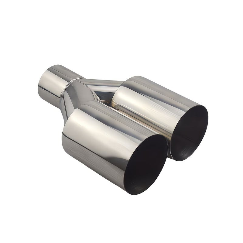 Universal Y Shape Dual Stainless Steel Exhaust Tips Silvery With Slant Cut Equal Length Design 6 3cm Inlet 8 9cm Outlet for German Japanese Vehicles SUVs - Image 5
