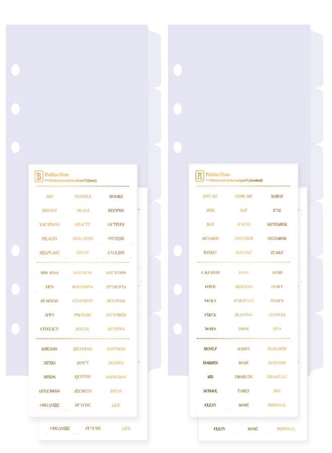 DY.2ten Clear Binder Dividers for 6-Holes Ring Binder, 1/6 Cut Tabs, A6 Size, Sturdy Plastic Dividers with 6 Tabs for School Office Home, 2 Sets, 12 Dividers, 2 Tab Stickers. - Image 1