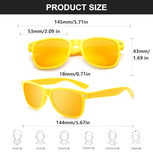Fsmiling Yellow Sunglasses Bulk Adult Party Sunglasses 80s Shades Pack for Men Women Easter UV400 Protection-10Pack - Image 4