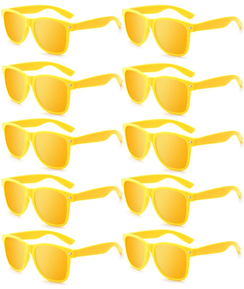 Fsmiling Yellow Sunglasses Bulk Adult Party Sunglasses 80s Shades Pack for Men Women Easter UV400 Protection-10Pack - Image 1
