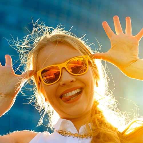Fsmiling Yellow Sunglasses Bulk Adult Party Sunglasses 80s Shades Pack for Men Women Easter UV400 Protection-10Pack - Image 5
