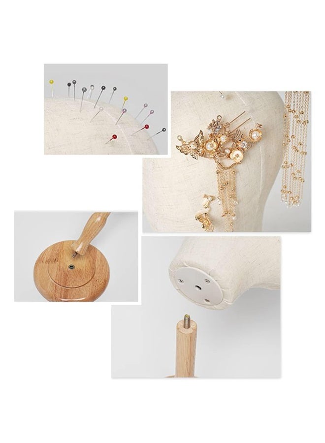 LAMAY Portable Wig Holder, Canvas Wig Head Stand with Detachable Wood Stand Great for Hats Caps Display and Wig Making 21Inch Mannequin Head Block Dome Model - Image 5