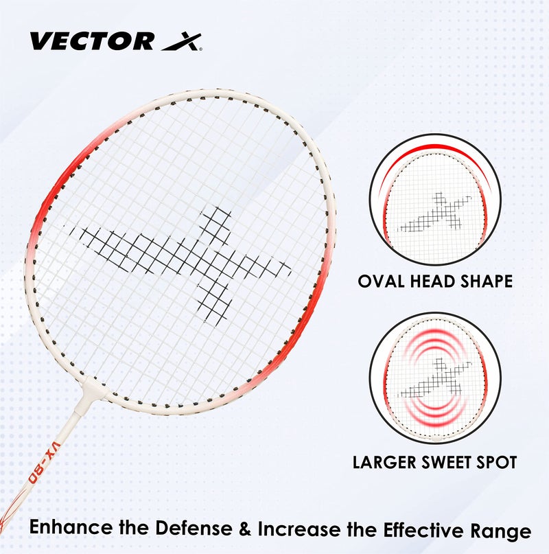 Vector X VXB-80 Aluminum Head Steel Shaft Light Weight Badminton Racquets - Image 2