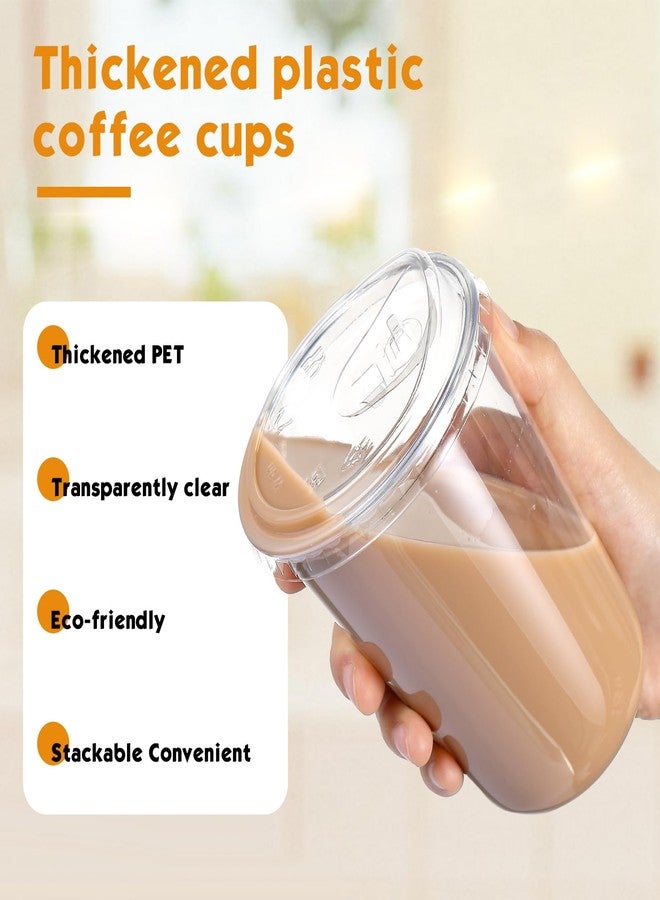Ziliny 16 oz Clear Plastic Cups with Sip Lids & Straws, Disposable PET Crystal Iced Coffee Cups with Lids for Coffee Smoothie, Milkshake, Cold Drinks - Image 5