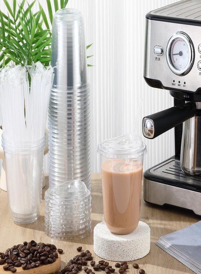 Ziliny 16 oz Clear Plastic Cups with Sip Lids & Straws, Disposable PET Crystal Iced Coffee Cups with Lids for Coffee Smoothie, Milkshake, Cold Drinks - Image 2