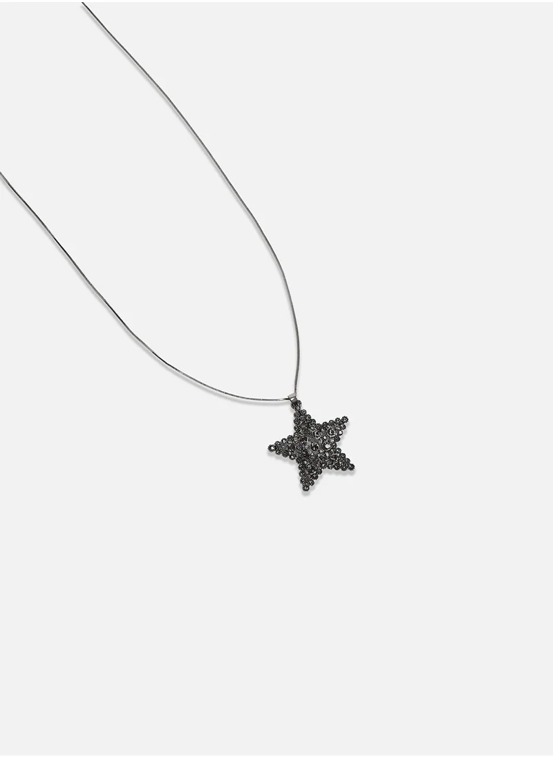 SOHI Starlight Serenade Pendant Necklace - Dark Silver