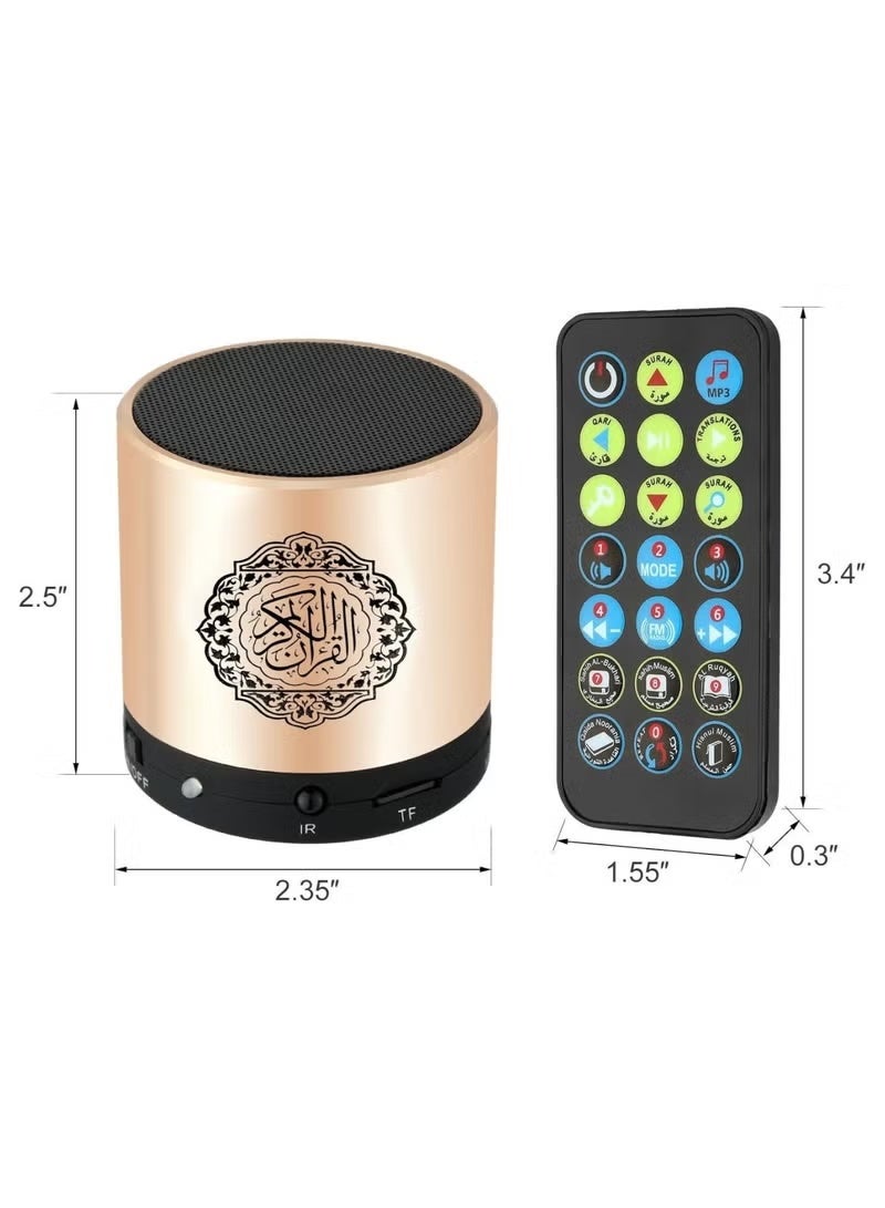 Equantu Quran Speaker, SQ200 Remote Control Bluetooth Quran Speaker,Portable Bluetooth Wireless Quran Speaker MP3 Player 8GB TF FM Quran Quran Translator USB Rechargeable Speaker Makkah hajj Gifts Golden/Black - Image 4