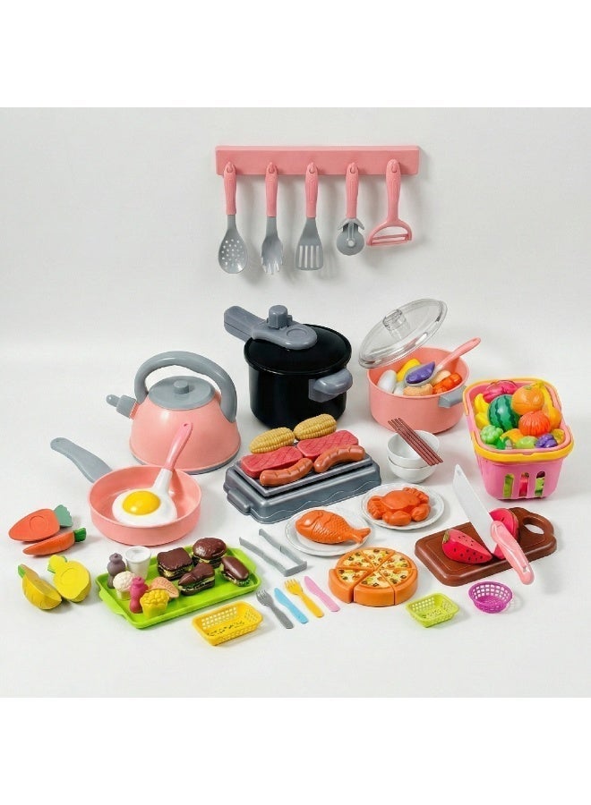 KUKOKI TOYS 119-Piece Kids Play Toys set Kitchen Accessories Set Miniature Pretend Play Toy Set for Kids – Cooking Role Play Food & Cookware Set with Pots, Pan, BBQ Grill, Fruits, Vegetables & Kitchen Utensils - Image 4
