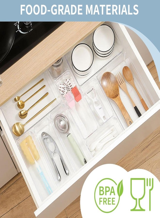 EARTHCONE Transparent Organizer Drawer Desk Tray, 5-Size Storage Bins, Stackable Cutlery Storage Bins Trays for Organizing Kitchen, Bathroom, Office, Crafts, Gadgets, Cabinet Supplies (1Set of 5Pcs) - Image 5