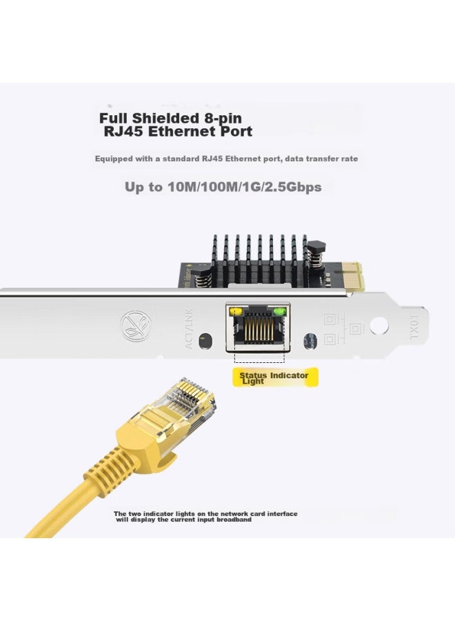 Eb-link Pcie Gigabit Single-port 2.5g Network Card, Gaming Desktop 2500m Wired Network Adapter, Ethernet Adapter For Computers - Image 2