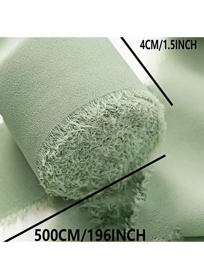 3 لفات 4 سم × 5 م شريط شيفون حريري مصنوع يدويًا - Image 2