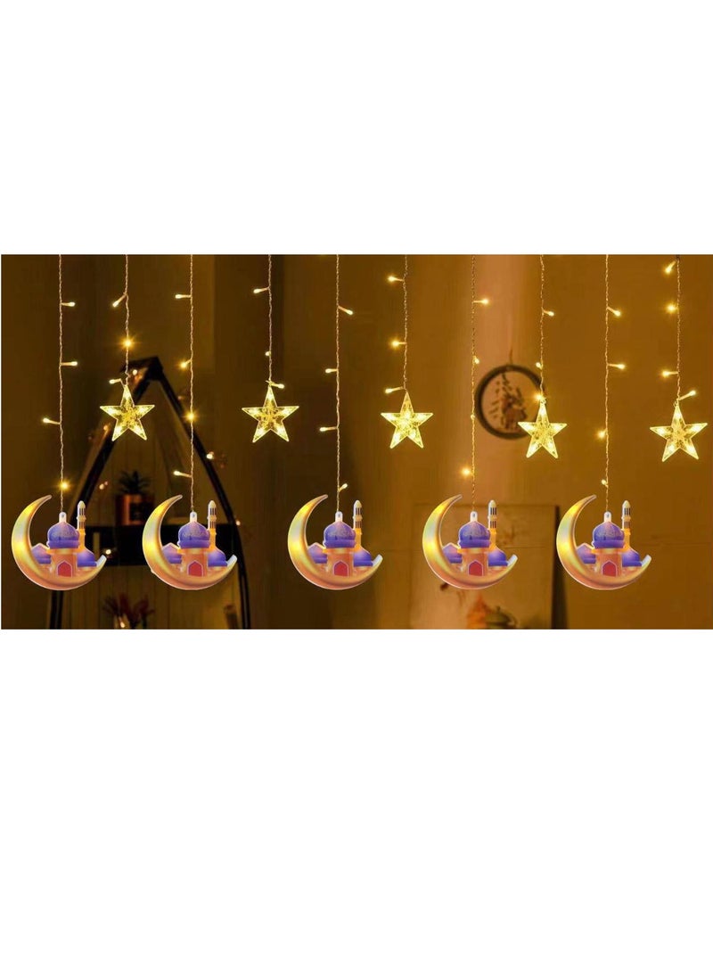 BAIG Lantern With LED Light String Top Star and Moon lights Top Ramadan kareem Eid Wedding Decor LED Lighted Cylinder Decoration - Image 1