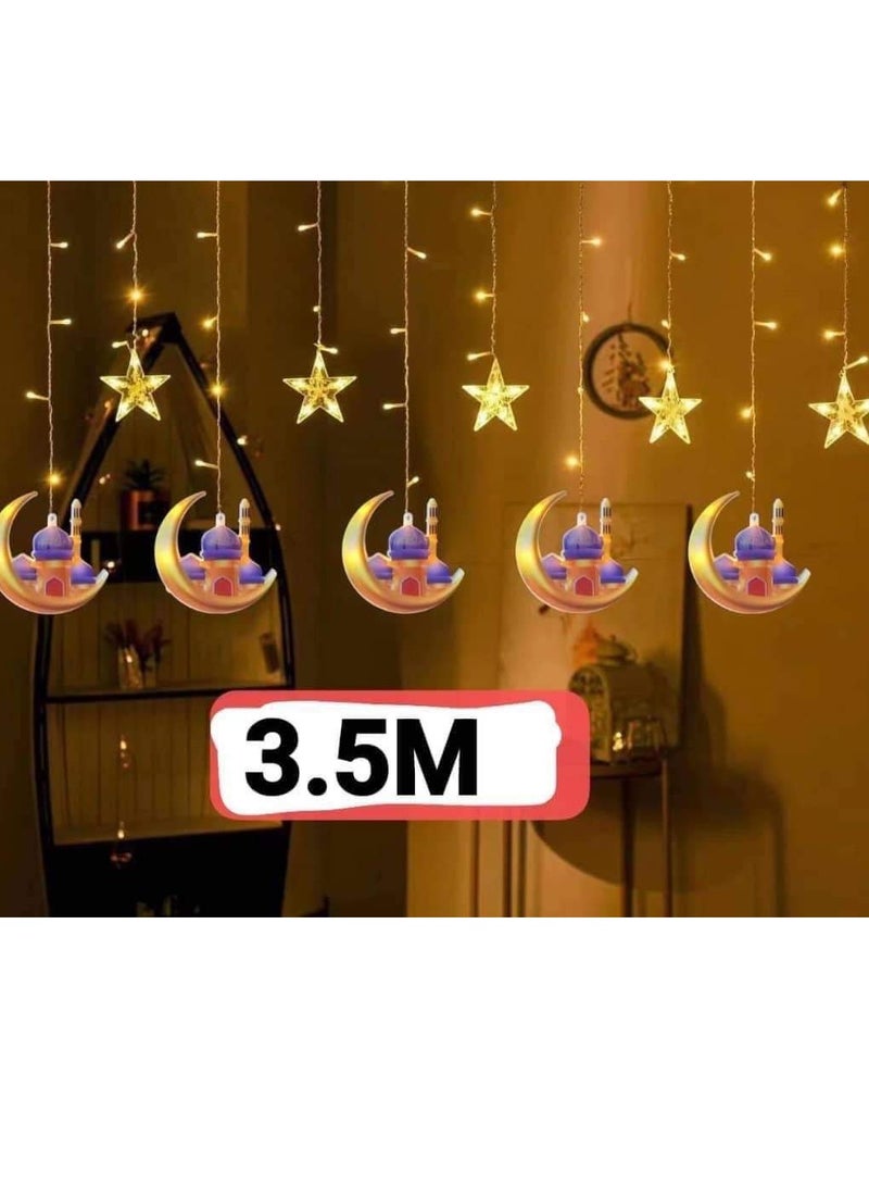 BAIG Lantern With LED Light String Top Star and Moon lights Top Ramadan kareem Eid Wedding Decor LED Lighted Cylinder Decoration - Image 2