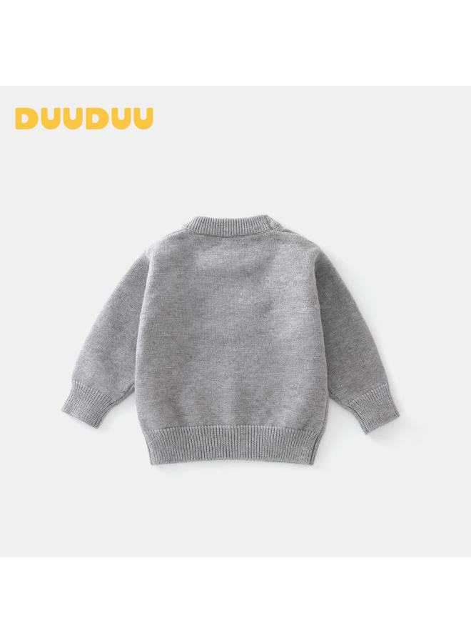 Duuduu Baby Cartoon Long Sleeve Sweater Spring Autumn New Warm Top Toddler Outdoor Fall Clothes Gray 110 - Image 3