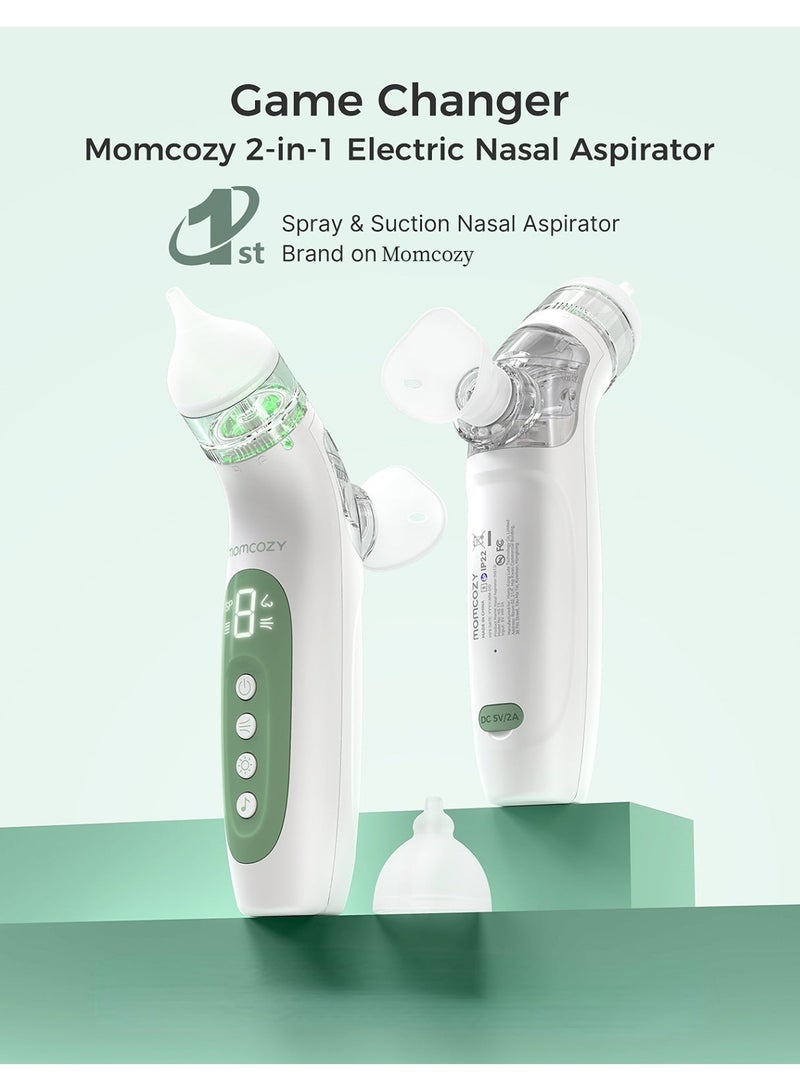 Momcozy شفاط أنف للأطفال 2 في 1 مع بخاخ للأنف، شفاط أنف كهربائي للطفل مع بخاخ، شفاط أنف مع بخاخ لحديثي الولادة والأطفال الصغار - Image 4