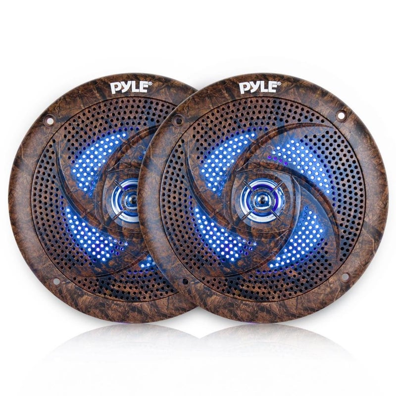 Pyle 65 Inch Marine Speakers 2 Way IP44 Waterproof and Weather Resistant Outdoor Audio Stereo Sound System with Builtin Led Lights 240 Watt Power and Low Profile Design 1 Pair PLMRLE64DK - Image 2