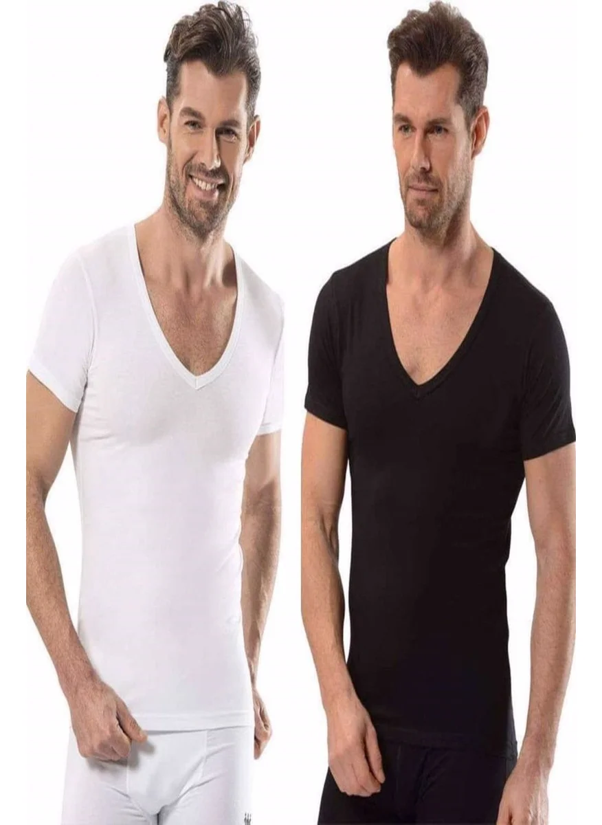 جيبر Men's Lycra V Neck Half Sleeve Undershirt 6-Pack-213