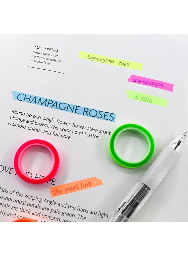 Peachjoy 10 Rolls Highlighter Tapes, 0.23inch x 16.4ft Colored Transparent Tape Fluorescent Neon Tape Removable Highlighters for Reading Taking Notes at Class Home Office - Image 4