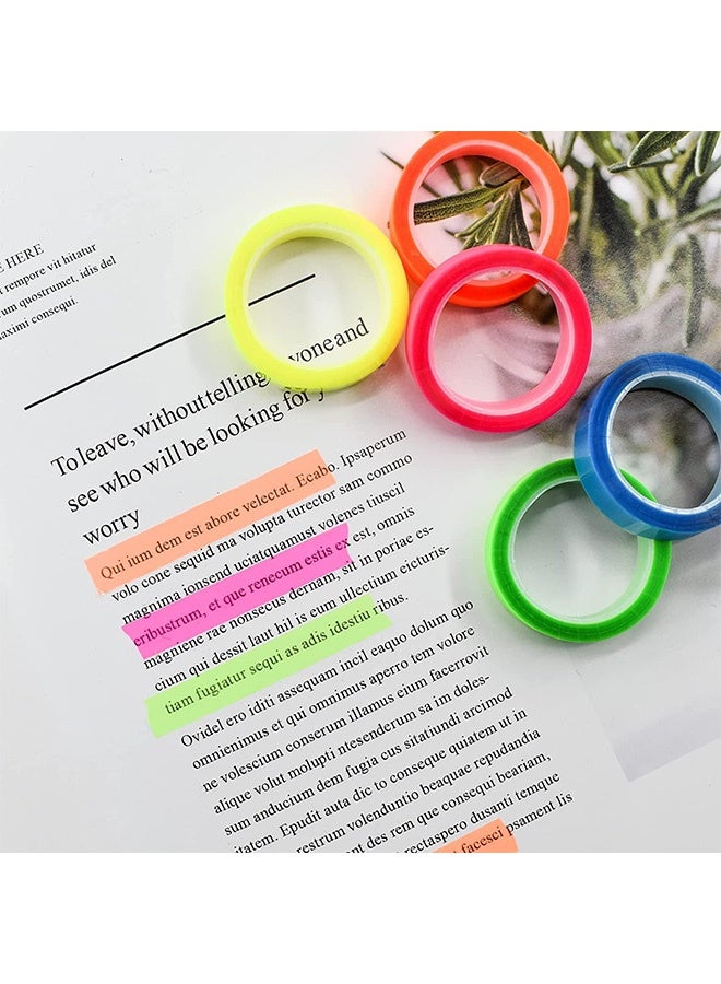 Peachjoy 10 Rolls Highlighter Tapes, 0.23inch x 16.4ft Colored Transparent Tape Fluorescent Neon Tape Removable Highlighters for Reading Taking Notes at Class Home Office - Image 3