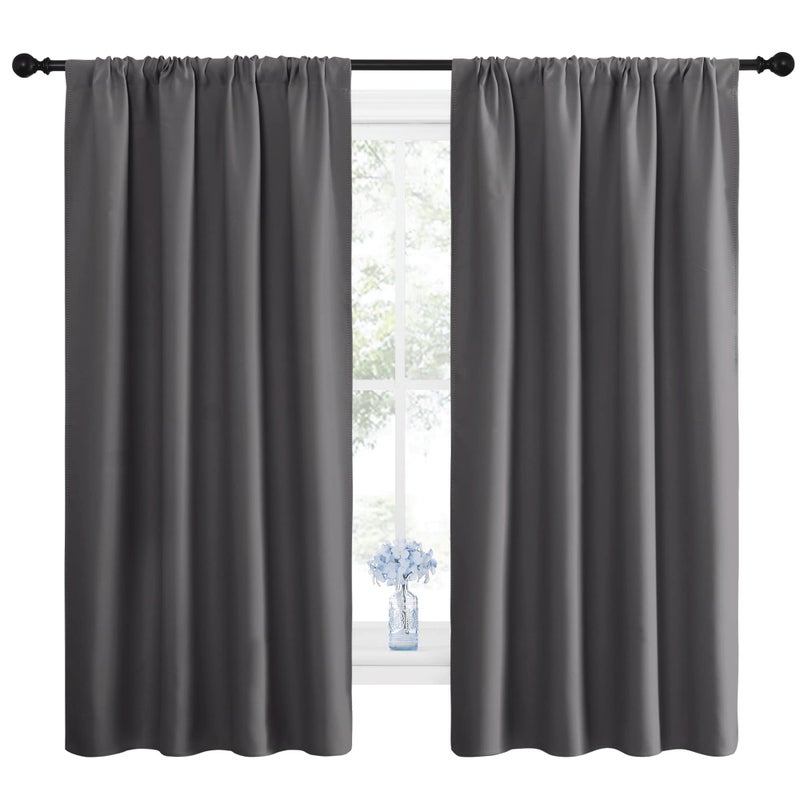 NICETOWN Blackout Curtains Panels for Bedroom - Thermal Insulated Rod Pocket Window Blackout Drapes/Draperies for Living Room (2 Panels, W42 x L63 inches, Grey) - Image 2