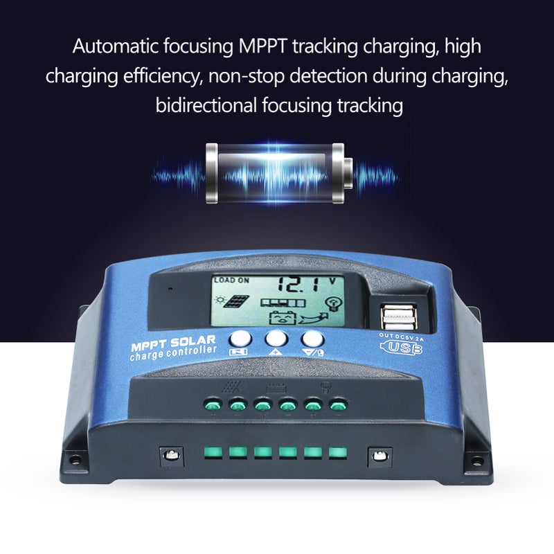 60A MPPT Solar Charge Controller Dual USB LCD Display Auto Solar Cell Panel Charger Regulator - Image 5