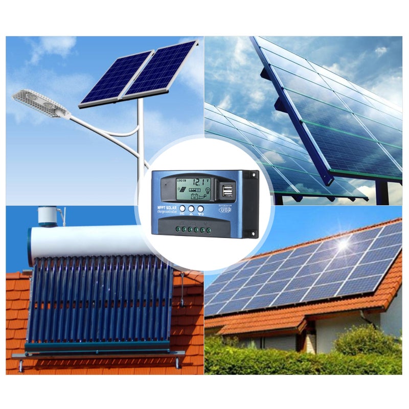 60A MPPT Solar Charge Controller Dual USB LCD Display Auto Solar Cell Panel Charger Regulator - Image 4
