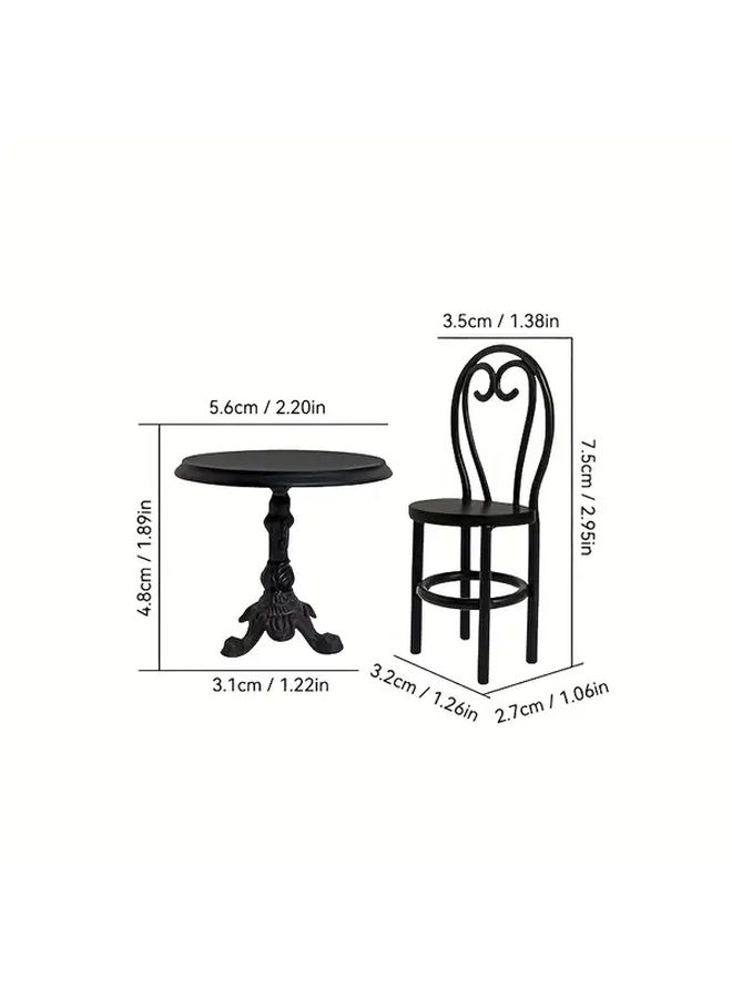 White Miniature Table Chair Set 3 Piece Dollhouse Furniture for 1 12 Scale DIY - Image 2