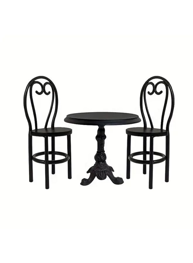 White Miniature Table Chair Set 3 Piece Dollhouse Furniture for 1 12 Scale DIY - Image 1